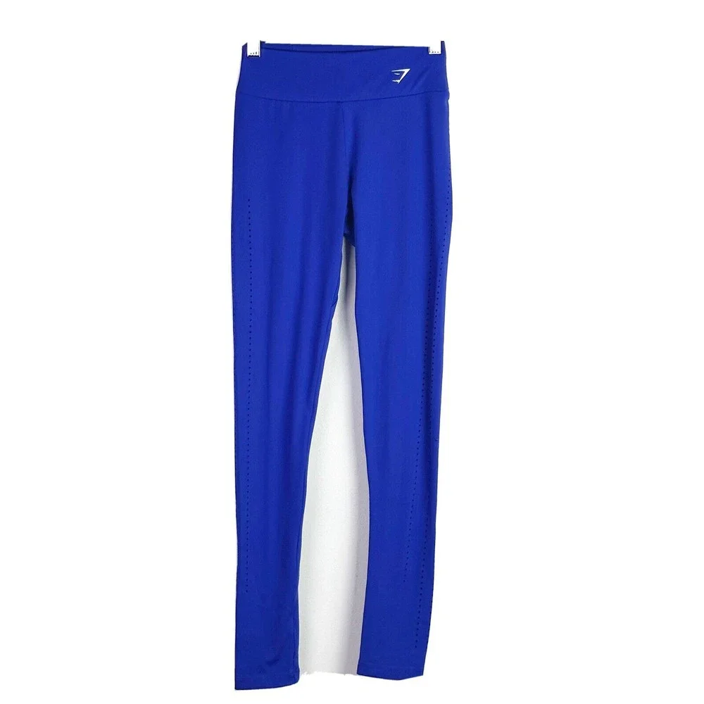Gymshark Dry Laser Cut Leggings Blue XS Cobalt Royal Blue - Picture 2 of 11